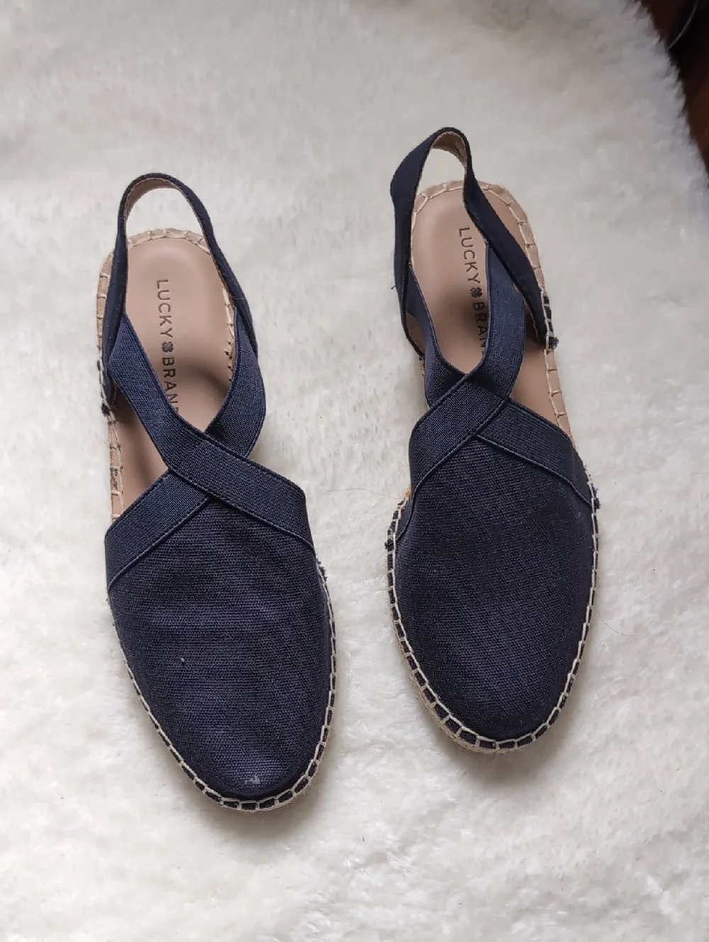 Lucky Brand Navy Crisscross Slingback Espadrilles Size 9 New